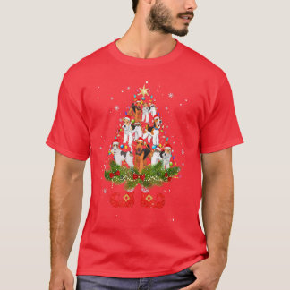 Terrier Christmas Tree Lights Cute Santa Hat Dog L T-Shirt