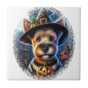 Terrier Dog Halloween Ceramic Tile