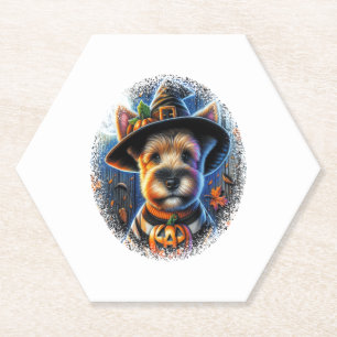 Terrier Dog Halloween Paper Coaster