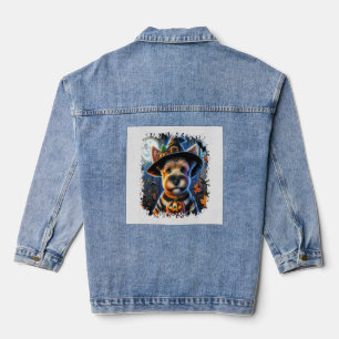 Terrier Dog Halloween Square Denim Jacket
