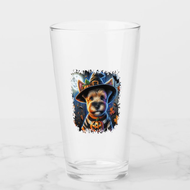 Terrier Dog Halloween Square Glass (Front)