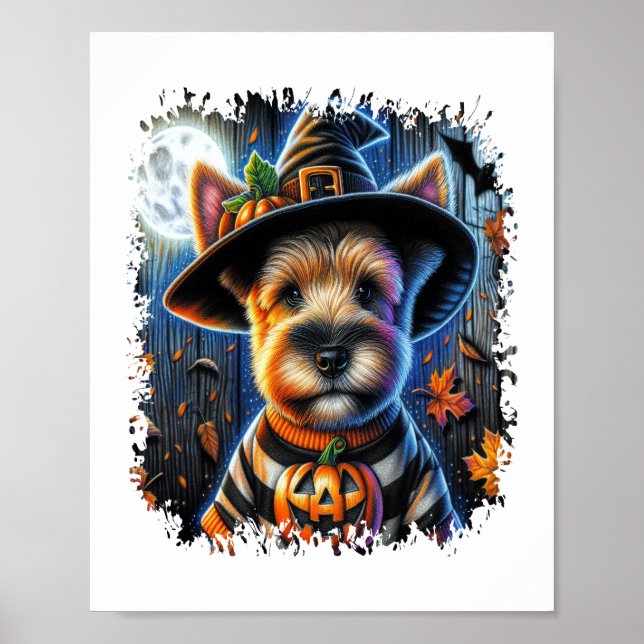 Terrier Dog Halloween Square Poster (Front)