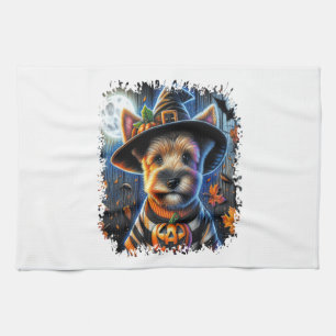 Terrier Dog Halloween Square Tea Towel
