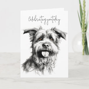 Terrier Dog Sketch for Birthday Card