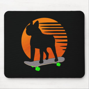 Terrier - French Bulldog Skateboarding Over A Suns Mouse Pad