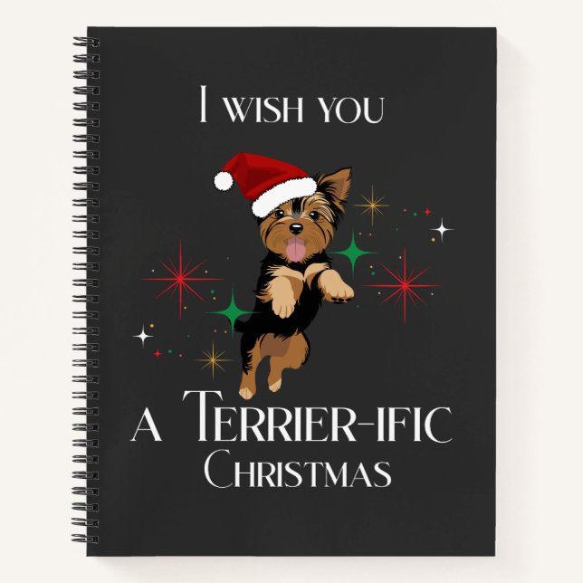 Terrier-ific Christmas Cute Dog Holiday Pun Notebook (Front)