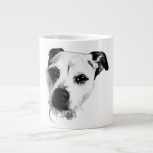 Terrier Mix Close‑Up Monochrome Mug