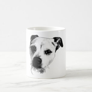 Terrier Mix Close‑Up Monochrome Mug