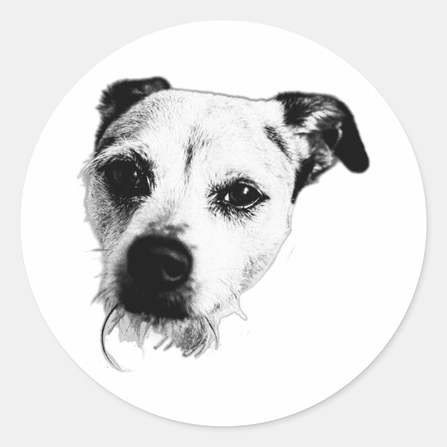 Terrier Mix Close‑Up Monochrome Sticker (Front)