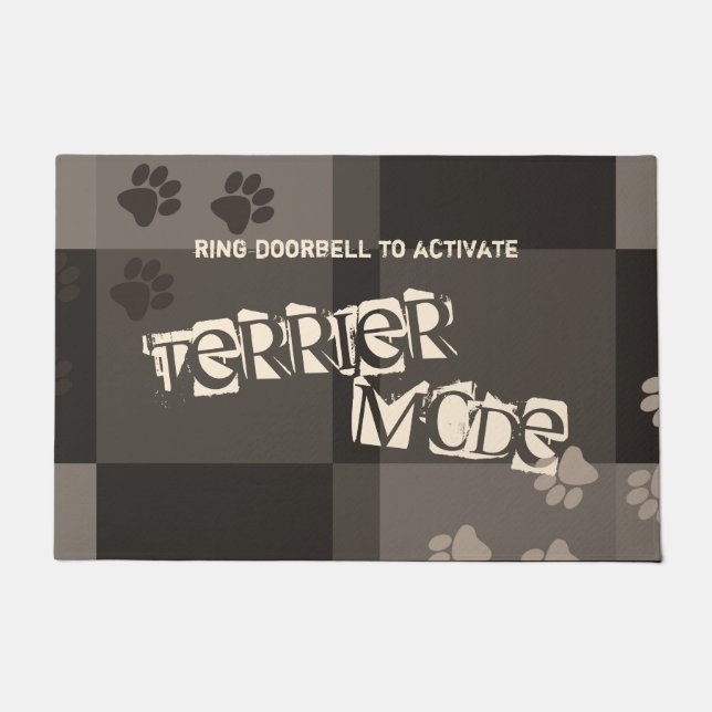 Terrier Mode Funny Dog Pawprints Colorblocks Doormat (Front)