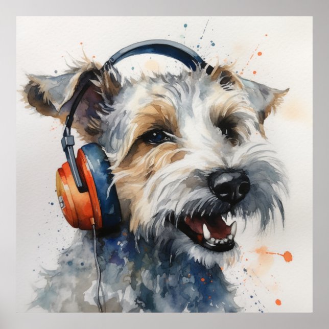  Terrier Music Factory Headphones Art Poster (Front)