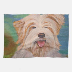 Terrier Portrait Cute Pet Dog Art Tea Towel
