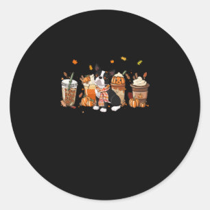 Terrier Pumpkin Spice Latte Iced Autumn Dog Fall Classic Round Sticker