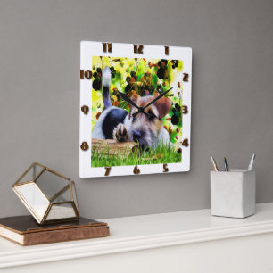 Terrier Puppy  Square Wall Clock