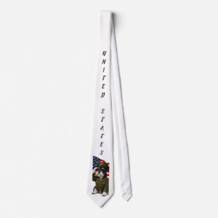 Terrier Saluting the United States of America Flag Tie
