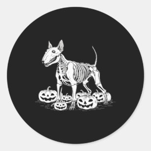 Terrier Skeleton Birthday Halloween Mens Womens Ki Classic Round Sticker