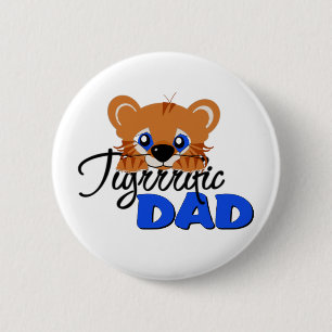 Terrific Dad Cute Tiger 6 Cm Round Badge