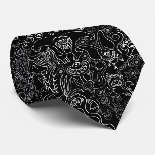 Terrific Halloween monsters pattern Tie