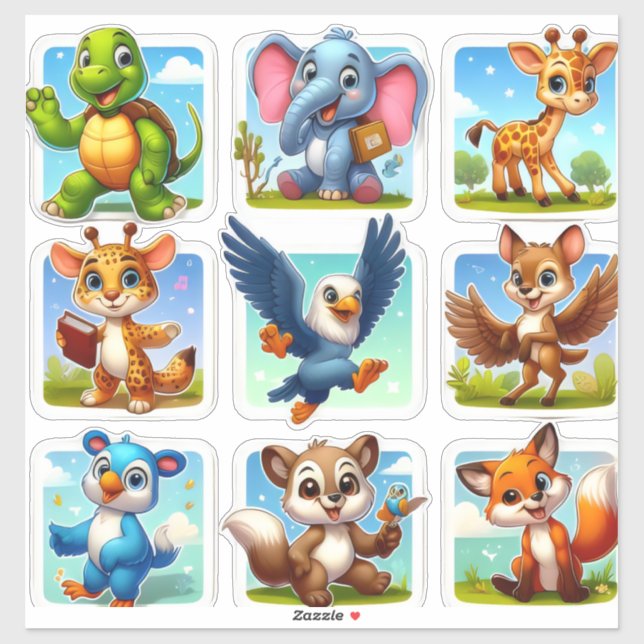 Terrific set of cartoon animal stickers (Sheet)