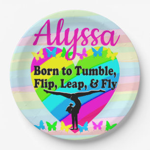TERRIFIC TUMBLING GYMNASTICS DESIGN PAPER PLATE