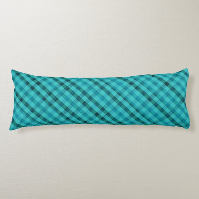 Terrifically Teal Custom Plaid Pattern Body Cushion (Front)