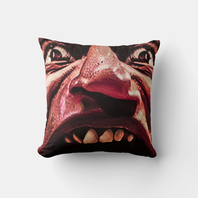 Terrified man closeup portrait illustration cushion (Front)