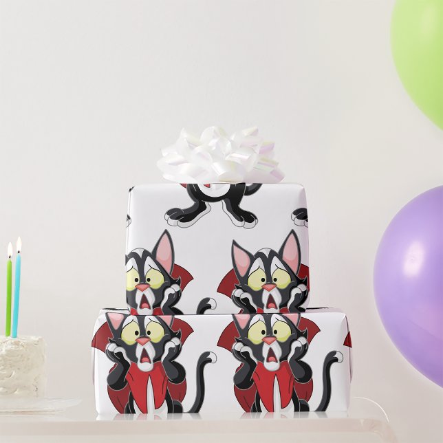Terrified Vampire Cat Wrapping Paper (Creator Uploaded)
