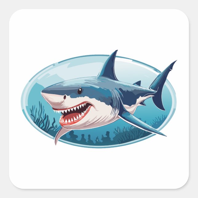 Terrifying Shark Square Sticker (Front)