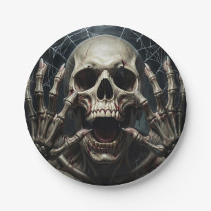 Terrifying Skull Scream Halloween Party Small Paper Plate