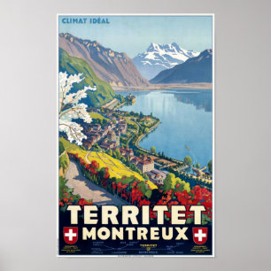 Territet, Montreux, Switzerland Vintage Travel Poster