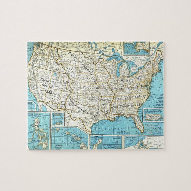 Territorial Acquisitions of the United States Map Jigsaw Puzzle (Horizontal)