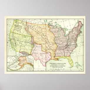 Territorial Growth United States Retro Vintage Map Poster