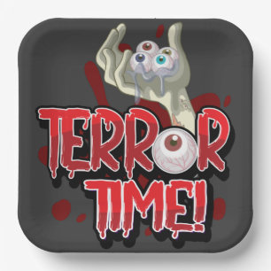 Terror Time Zombie Hand with Eyeballs T-Shirt Paper Plate