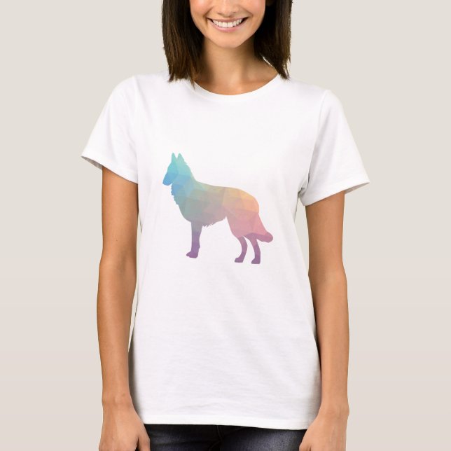 Tervuren Dog Geometric Pattern Silhouette Pastel T-Shirt (Front)