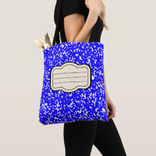 Tesimart   Blue Composition Book Pattern Tote Bag