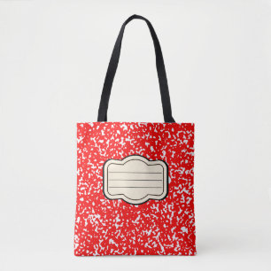 Tesimart   Red Composition Book Design Tote Bag