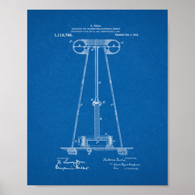 Tesla Apparatus For Transmitting Electrical Energy Poster (Front)