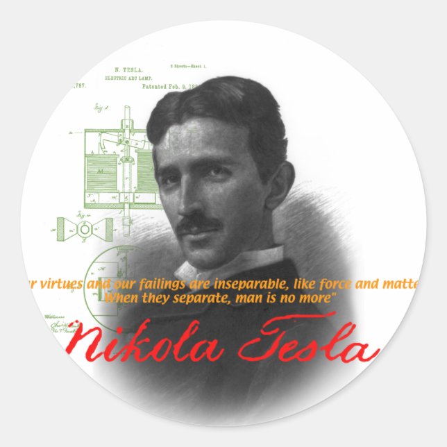 Tesla Classic Round Sticker (Front)
