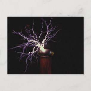 Tesla coil arcing postcard