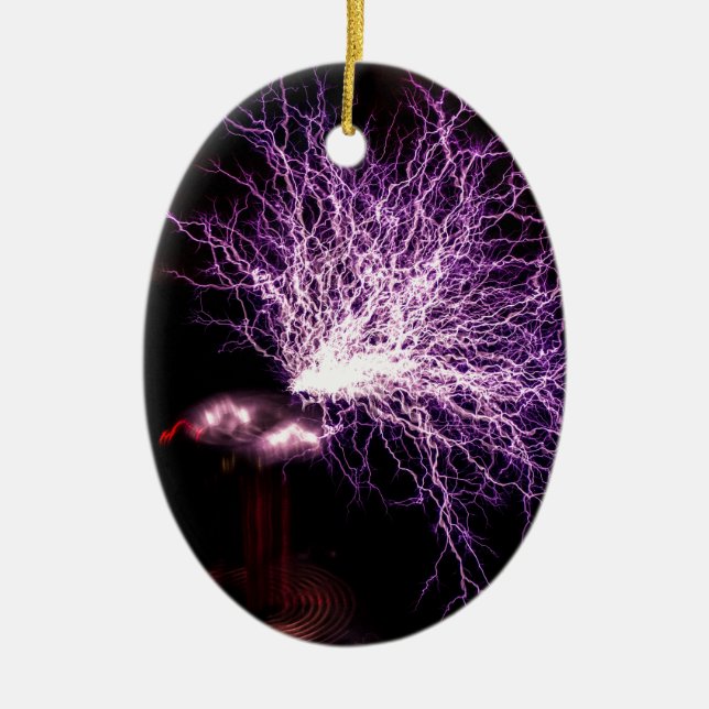 Tesla Coil Plasma Ceramic Ornament (Front)