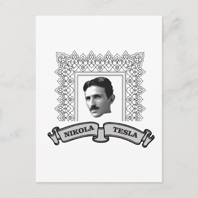 tesla in round postcard (Front)