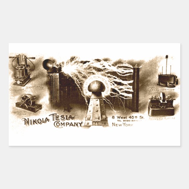 Tesla Letterhead Rectangular Sticker (Front)