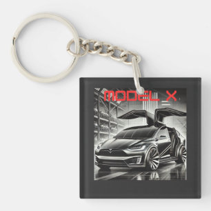 Tesla Model X Electric SUV Design Futuristic EV Key Ring