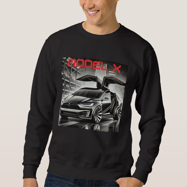Tesla Model X Electric SUV Design | Futuristic EV Sweatshirt (Front)