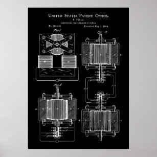 Tesla Power Transmitter 1888 Patent Poster
