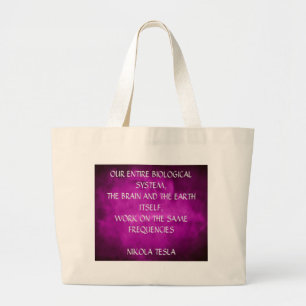 Tesla Quote On Purple Large Tote Bag