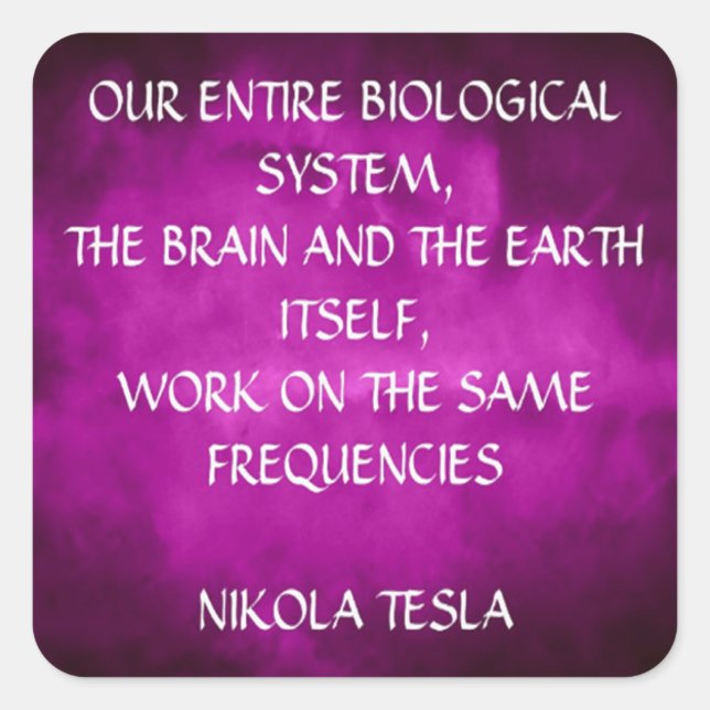 Tesla Quote On Purple Square Sticker (Front)