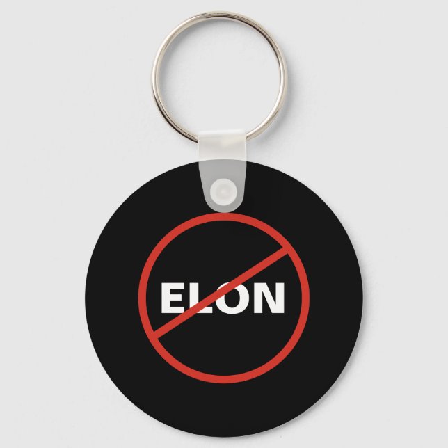 Tesla - Simple ANTI ELON - black Key Ring (Front)