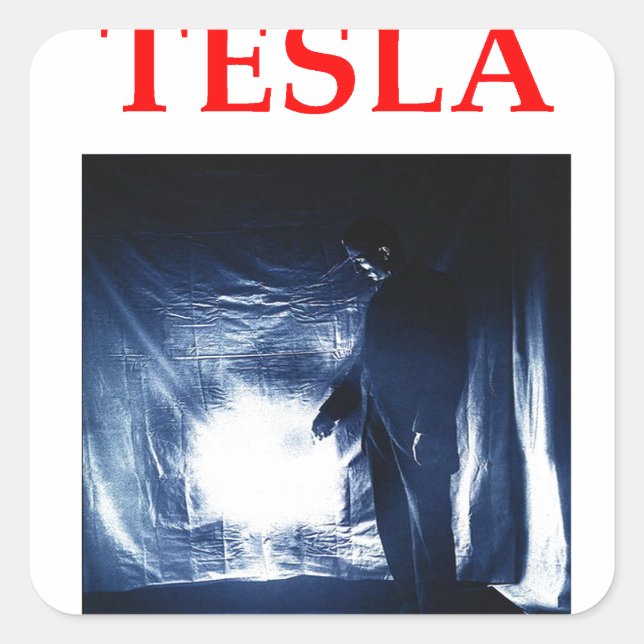tesla square sticker (Front)