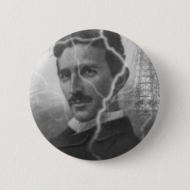 Tesla, The Lightning Man 6 Cm Round Badge (Front)